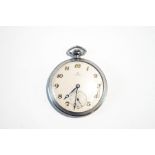 Omega, an open faced stainless steel pocket watch, the 15 jewel signed movement numbered 8742345, 4.