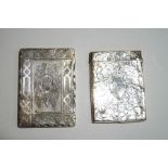 A Victorian silver card case, by Hilliard and Thomason, Birmingham 1888; and another example,