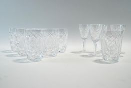 Eleven Waterford crystal glasses, seven tumblers and four sherry glasses,