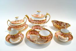 A quantity of early 19th Century Spode teawares, pattern no 984, comprising a teapot with lid,