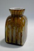A Whitefriars old gold tiger striped vase, by Peter Wheeler,