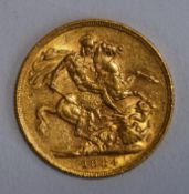 A gold Victorian full Sovereign,