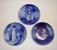 A set of three Royal Doulton blue plates with mother and child scenes,