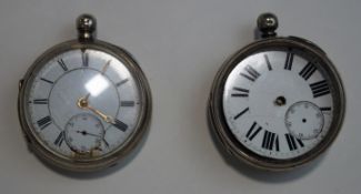 A silver open faced pocket watch;