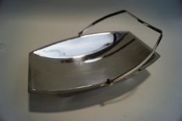 A Walker & Hall silver plated Art Deco bread basket, with a swing handle,