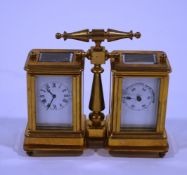 An early 20th Century miniature brass cased combination clock and barometer,