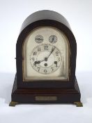 An early 20th century three train mantel clock, with Westminster chimes,