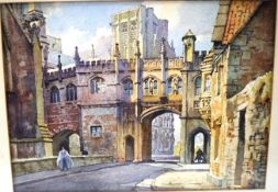 English School View of Wells Cathedral Watercolour Signed Philip Collingwood Priestley and dated