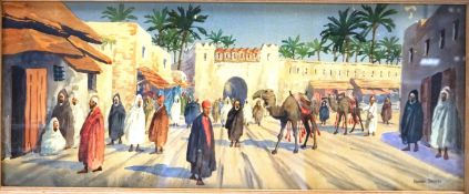 Giovanni Barbaro (Arthur Dudley) (1864-1915) Moroccan Street Scene Watercolour Signed lower