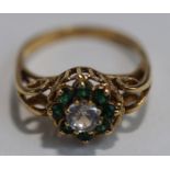 A 9 carat gold synthetic stone set cluster ring, finger size N,