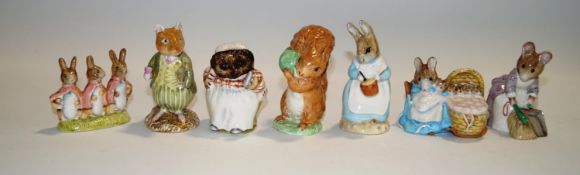 Six Royal Albert Beatrix Potter figures and a Royal Doulton Brambly Hedge figure,