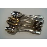 A set of twelve Victorian silver tea spoons, by Charles Boyton, London, 1852, fiddle pattern,
