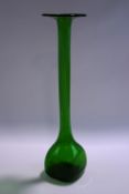 A green glass vase, after a design by Christopher Dresser,