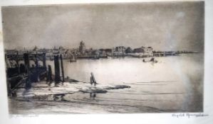 19th Century English School 'Off Portsmouth' Etching Indistinctly signed in pencil 25cm x 16cm