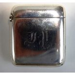 A plain silver vesta case, by Deakin & Francis, Birmingham 1893, monogrammed, 51 g (1.