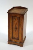 A Victorian pitch pine pot cupboard,painted in black with turned side handle,