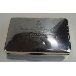 A silver cigarette box, with a presentation inscription from the 229th, Sussex Battery RFA 1925,