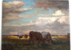 George Smith RSA 1870-1934 Cattle in a landscape Oil on panel,