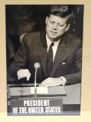 An original photograph of John F Kennedy, NATO stamp verso,