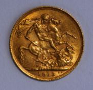 A gold 1913 full Sovereign
