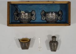 A pair of Chinese export silver salts, stamped character mark and HC, possibly for Hung Chong,