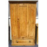 A Victorian pine hallrobe/wardrobe, with drawer to base,