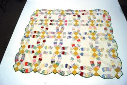 An American Appalacha hand made quilt, in the Wedding Ring pattern,