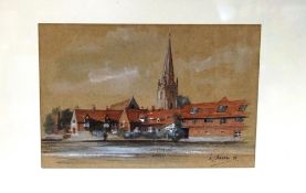 Ken.J. Messer (b.1931) Abingdon on Thames Watercolour and pastel signed lower right 17.5cm x 25.