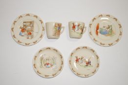 A small quantity of Royal Doulton Bunnykins wares, comprising two cups and saucers and two plates,
