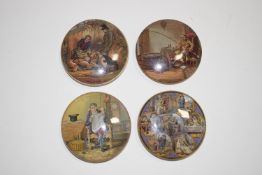 Four Staffordshire Pratt ware pot lids, including The Enthusiast,