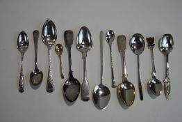 A set of three Victorian silver fiddle pattern teaspoons,