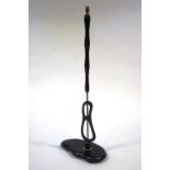 A 20th Century brass and black painted standard lamp,