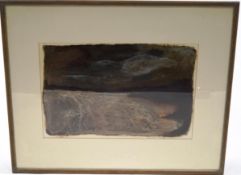 A contemporary oil on paper Coastal landscape Signed in pencil Vivienne Hurst (?) 38cm x 25cm