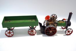 A Mamod TE1A traction engine and trailer,