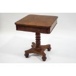 A William IV mahogany centre pedestal table, with single drawer,