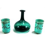 A pair of Victorian turquoise glass vases,