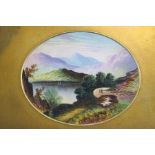 A Victorian oval hand painted porcelain plaque,
