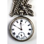 Winslade & Son, Bridgwater, a silver open faced pocket watch, hallmark 1937,