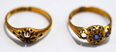 An 18 carat gold ring with vacant setting; and another ring; 6.