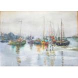 Agnes M Raeburn (1872-1955) Moored sailing boats Watercolour Signed lower right 24cm x 17.