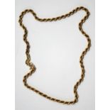 A 9 carat gold chain, of hollow rope links, 41 cm long, 11.