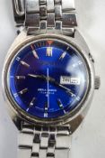 Seiko, Bell-matic, a gentleman's stainless steel automatic alarm bracelet watch,