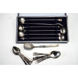 A set of six Japanese silver stirrers/swizzle spoons, stamped 'Sterling 950',