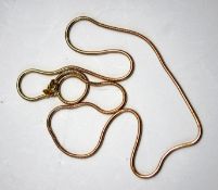 A 9 carat gold snake link chain, 50.5 cm long, 8.