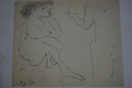 Ceri Richards (1903-1971) Seated lady lithograph 'CR' embossed mark lower right 33.