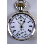 A silver open faced pocket watch with stop watch action, 1927 London import marks,