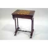 An early Victorian rosewood chess table, the single drawer stamped 'WEST, 27 OLD ST ROAD',