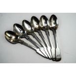 A set of six Victorian silver fiddle pattern teaspoons, by George Adams, London 1858,