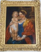 A 19th Century oil on canvas of the Virgin Mary and the infant Jesus, within an ornate gilt frame,