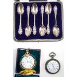 Waltham, a gold plated hunter pocket watch, with a Traveller movement,